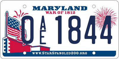 MD license plate 0AE1844