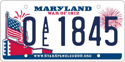 MD license plate 0AE1845