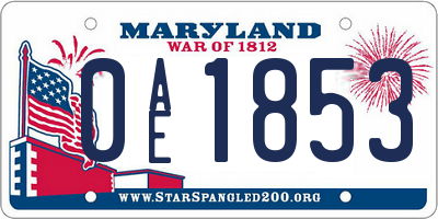 MD license plate 0AE1853