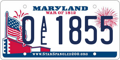 MD license plate 0AE1855