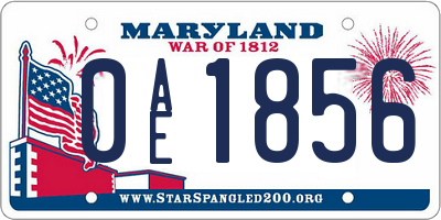 MD license plate 0AE1856