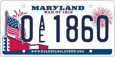 MD license plate 0AE1860