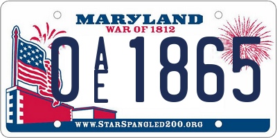 MD license plate 0AE1865