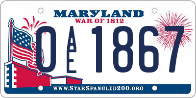 MD license plate 0AE1867