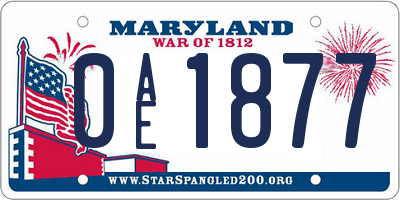 MD license plate 0AE1877