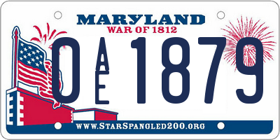 MD license plate 0AE1879