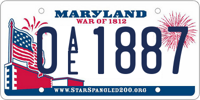 MD license plate 0AE1887