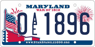MD license plate 0AE1896