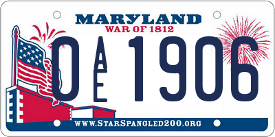 MD license plate 0AE1906