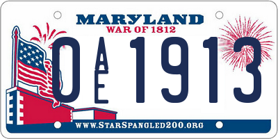 MD license plate 0AE1913