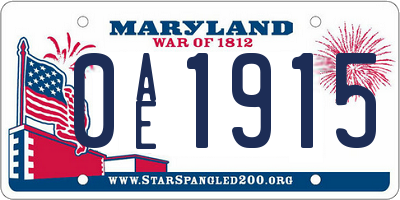 MD license plate 0AE1915