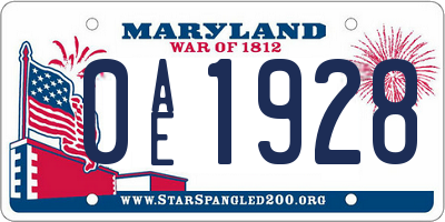 MD license plate 0AE1928
