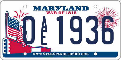 MD license plate 0AE1936