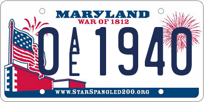MD license plate 0AE1940