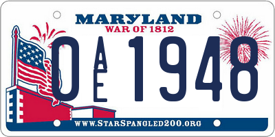 MD license plate 0AE1948