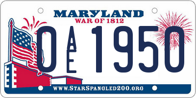 MD license plate 0AE1950