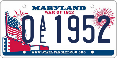 MD license plate 0AE1952