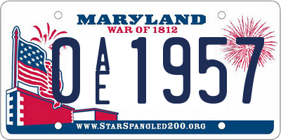 MD license plate 0AE1957