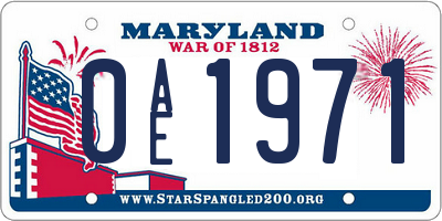 MD license plate 0AE1971