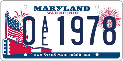 MD license plate 0AE1978