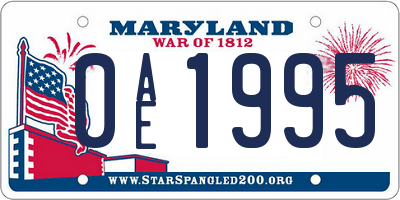 MD license plate 0AE1995