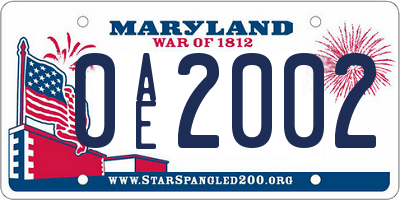 MD license plate 0AE2002
