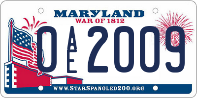 MD license plate 0AE2009