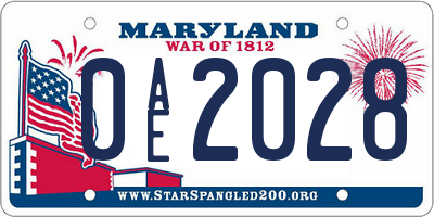 MD license plate 0AE2028