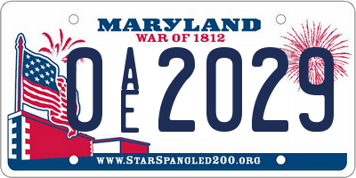 MD license plate 0AE2029