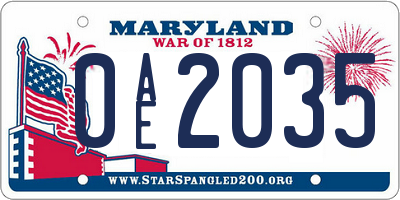 MD license plate 0AE2035