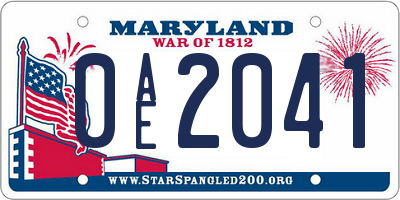 MD license plate 0AE2041