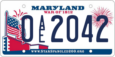 MD license plate 0AE2042