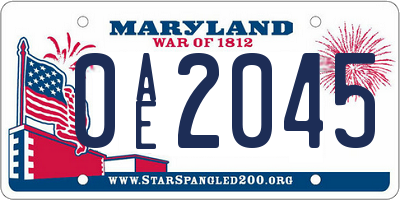 MD license plate 0AE2045
