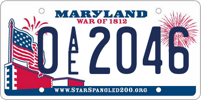 MD license plate 0AE2046
