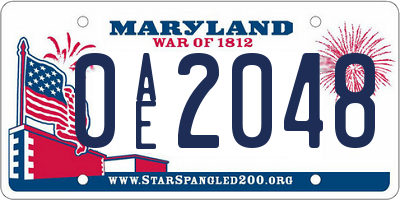 MD license plate 0AE2048