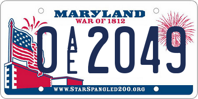MD license plate 0AE2049