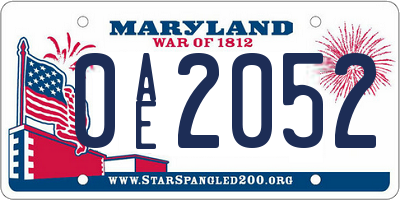 MD license plate 0AE2052