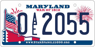 MD license plate 0AE2055