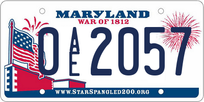 MD license plate 0AE2057