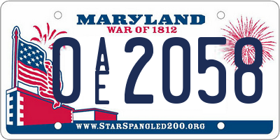 MD license plate 0AE2058