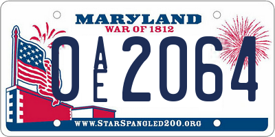 MD license plate 0AE2064