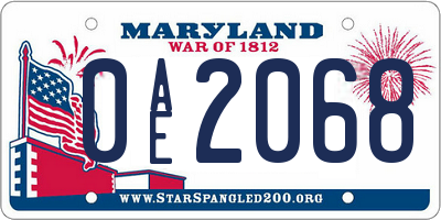 MD license plate 0AE2068