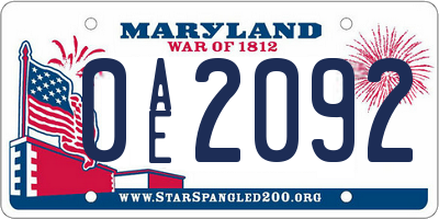 MD license plate 0AE2092