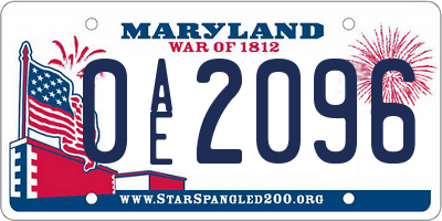 MD license plate 0AE2096