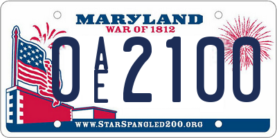 MD license plate 0AE2100