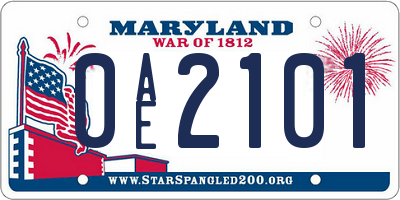 MD license plate 0AE2101