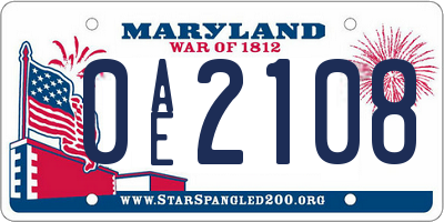MD license plate 0AE2108