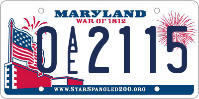 MD license plate 0AE2115