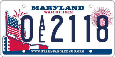 MD license plate 0AE2118