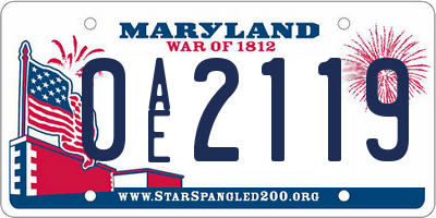MD license plate 0AE2119
